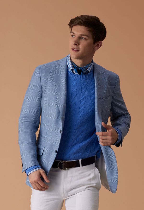 Paul Stuart Cashmere Glen Plaid Blue | NZ_PAUL93963