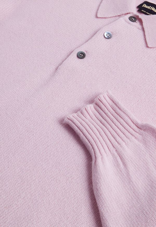Paul Stuart Cashmere Long Sleeve Polo Light Pink | NZ_PAUL58796