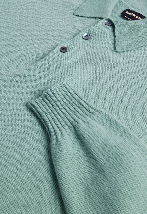 Paul Stuart Cashmere Long Sleeve Polo Olive | NZ_PAUL82276