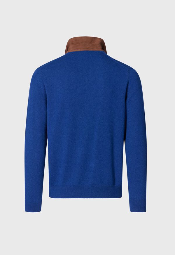 Paul Stuart Cashmere Long Sleeve with Suede Blue / Olive | NZ_PAUL84311