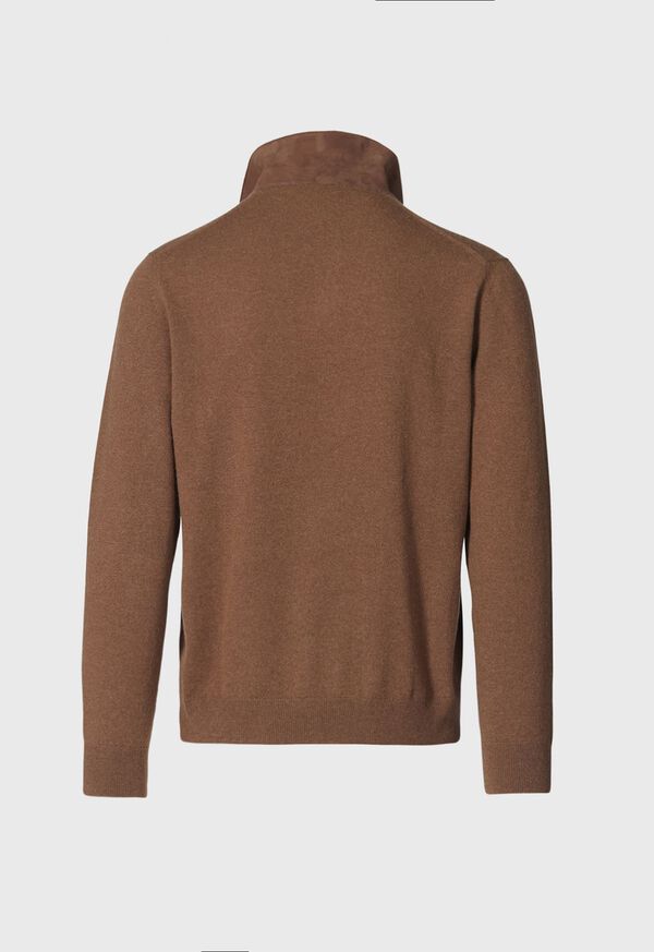 Paul Stuart Cashmere Long Sleeve with Suede Brown / Lavender | NZ_PAUL94802
