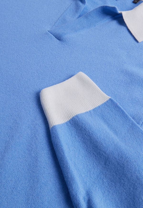 Paul Stuart Cashmere Open Collar Light Blue | NZ_PAUL64168
