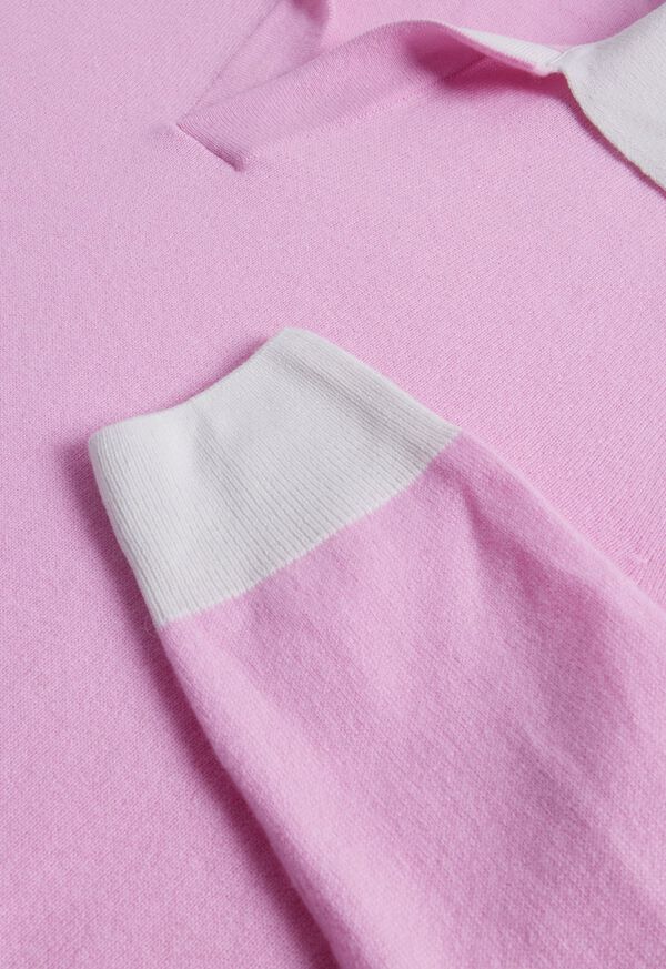 Paul Stuart Cashmere Open Collar Polo Light Pink | NZ_PAUL78882