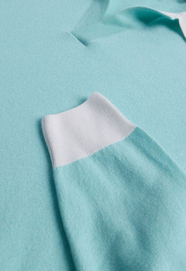 Paul Stuart Cashmere Open Collar Polo Mint | NZ_PAUL22291