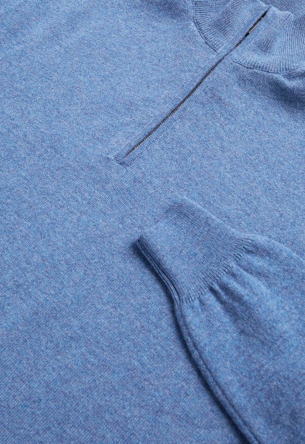 Paul Stuart Cashmere Quarter Zip Blue | NZ_PAUL68455