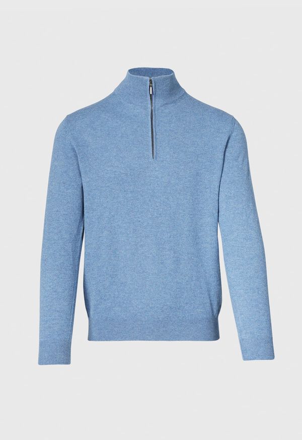 Paul Stuart Cashmere Quarter Zip Blue | NZ_PAUL68455