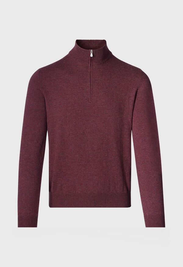 Paul Stuart Cashmere Quarter Zip Pullover Claret | NZ_PAUL29495