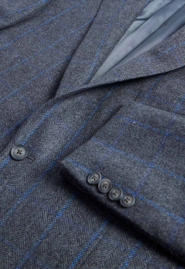 Paul Stuart Cashmere Window Pane Stuart Grey / Blue | NZ_PAUL97878
