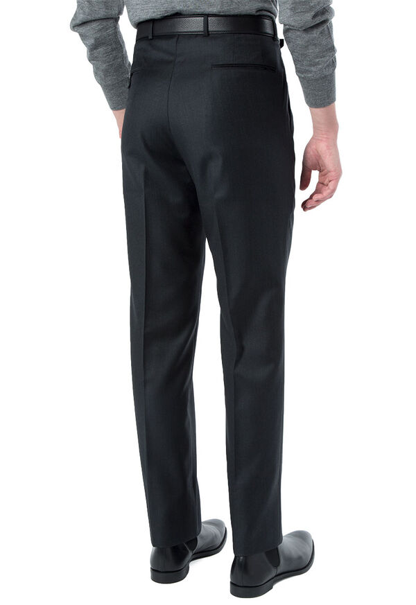 Paul Stuart Charcoal Super 110s Wool Plain Front Black | NZ_PAUL90442
