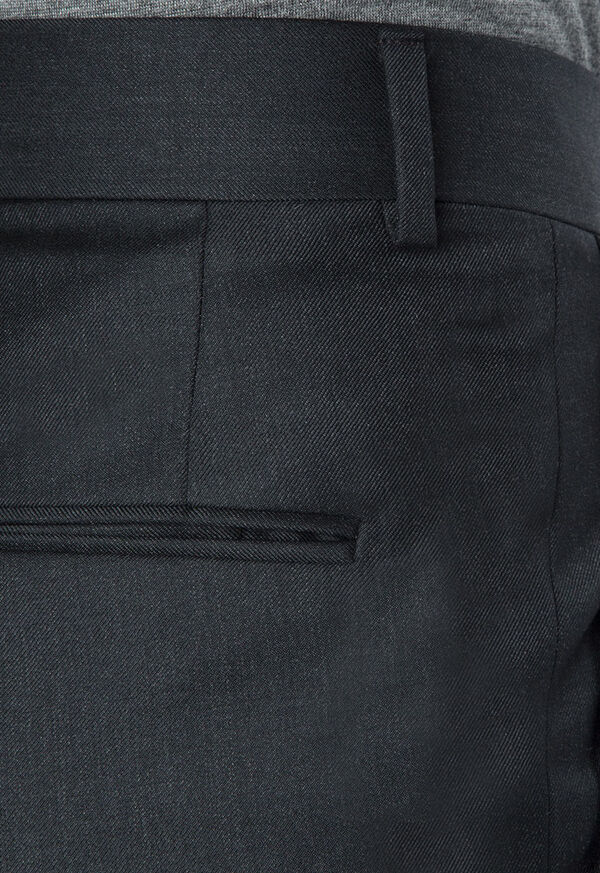 Paul Stuart Charcoal Super 110s Wool Plain Front Black | NZ_PAUL90442