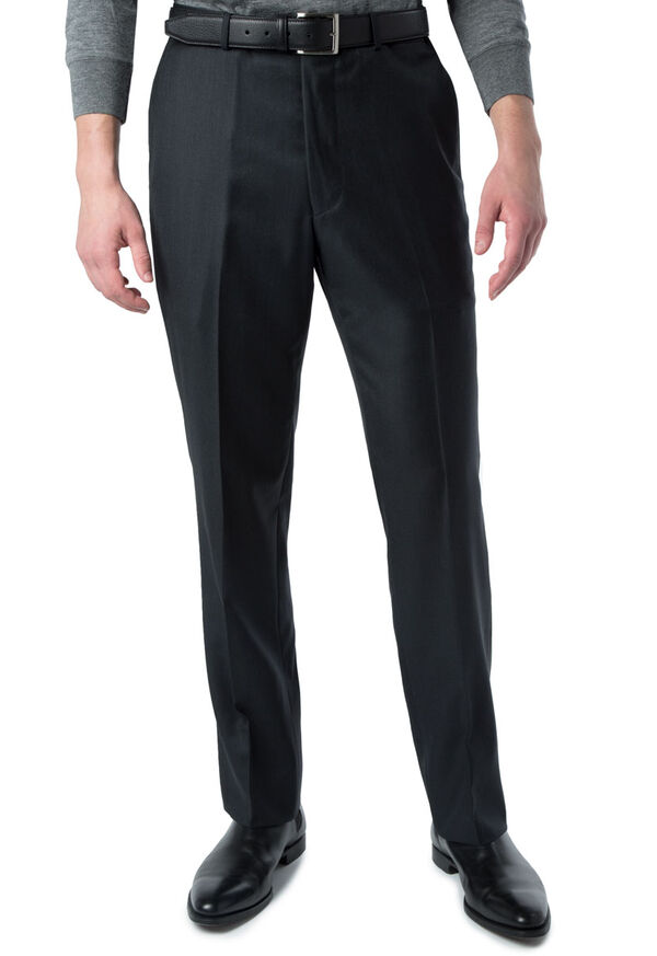 Paul Stuart Charcoal Super 110s Wool Plain Front Black | NZ_PAUL90442
