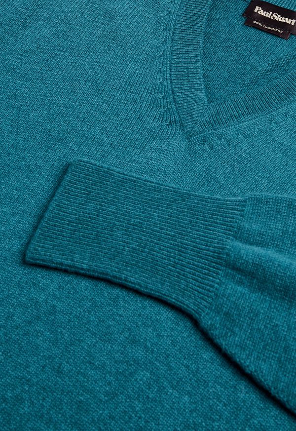 Paul Stuart Classic Cashmere Double Ply V-Neck Turquoise | NZ_PAUL49332