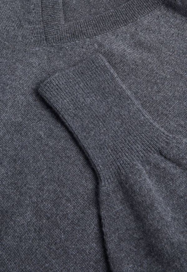 Paul Stuart Classic Cashmere Double Ply V-Neck Grey | NZ_PAUL95160