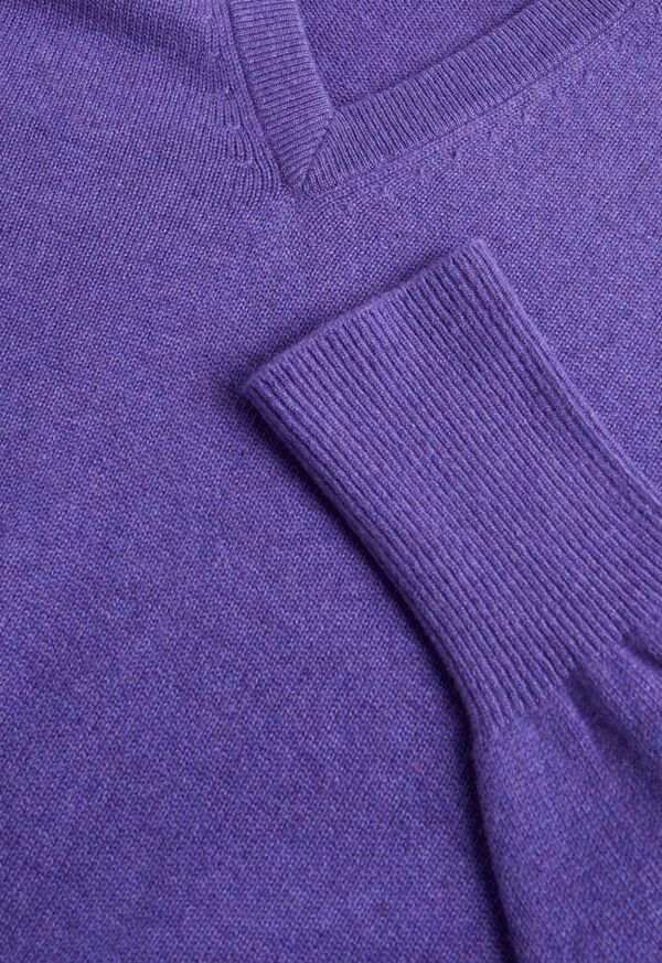 Paul Stuart Classic Cashmere Double Ply V-Neck Purple | NZ_PAUL19408