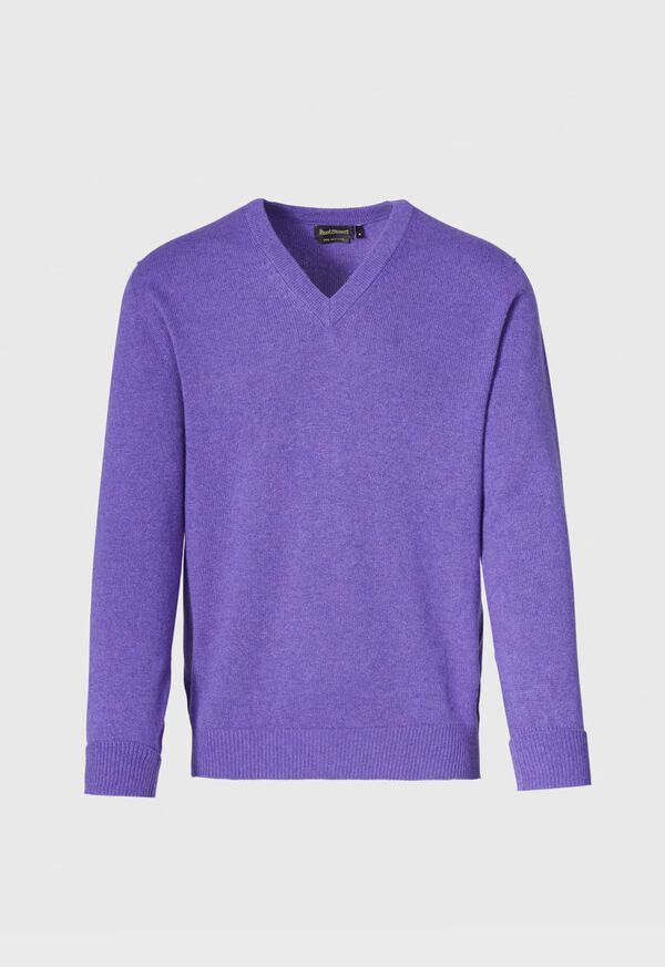 Paul Stuart Classic Cashmere Double Ply V-Neck Purple | NZ_PAUL19408