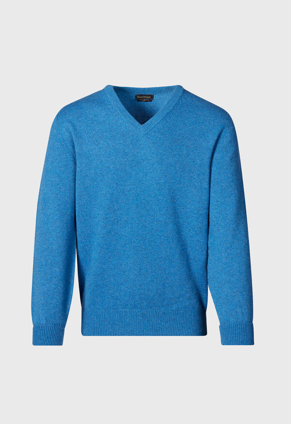 Paul Stuart Classic Cashmere Double Ply V-Neck Blue | NZ_PAUL93142