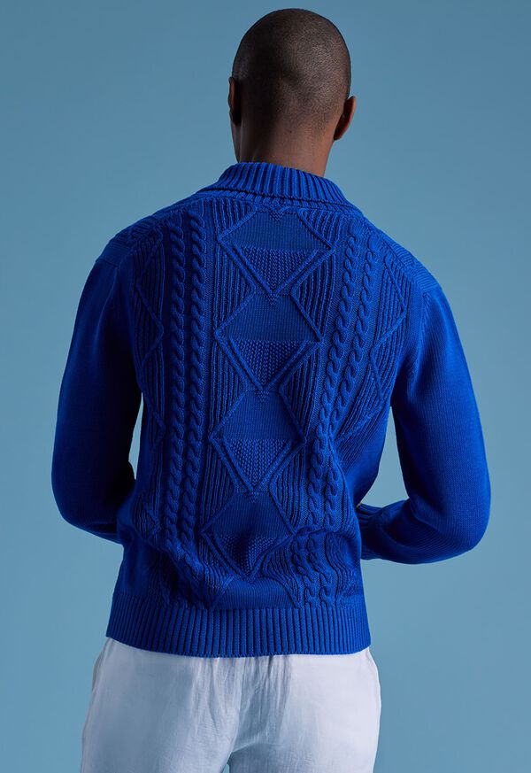 Paul Stuart Cotton Cable Shawl Collar Royal Blue | NZ_PAUL21026