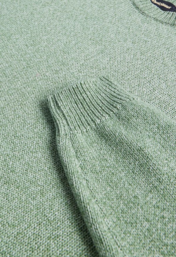 Paul Stuart Cotton Melange Crewneck Olive | NZ_PAUL96038