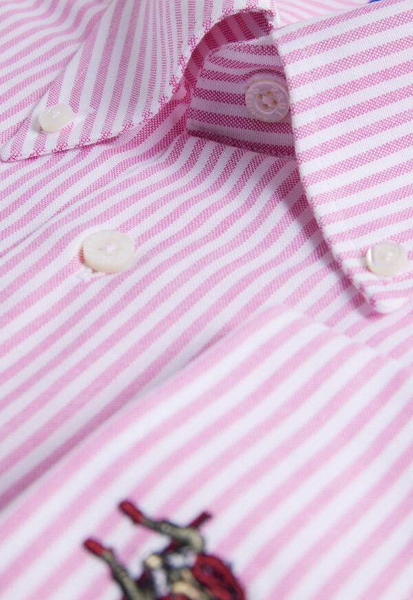 Paul Stuart Cotton Oxford Stripe Red | NZ_PAUL81386
