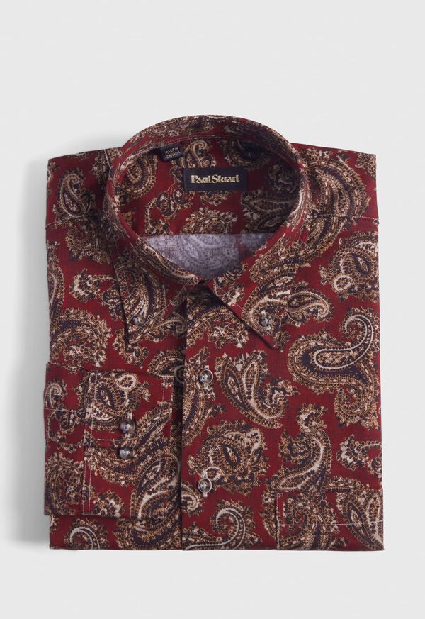 Paul Stuart Cotton Paisley Print Burgundy | NZ_PAUL83806