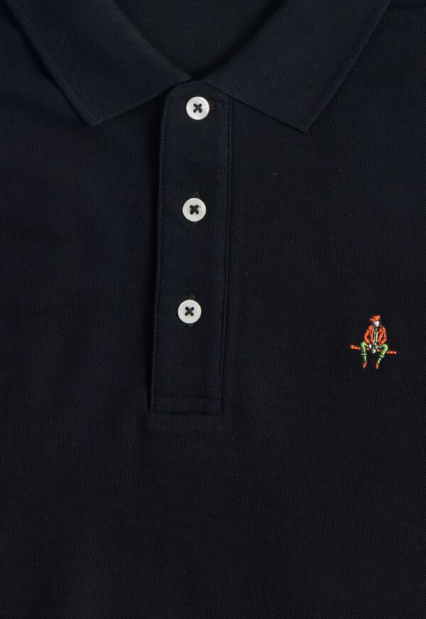 Paul Stuart Cotton Piqué Logo Polo Black | NZ_PAUL94379