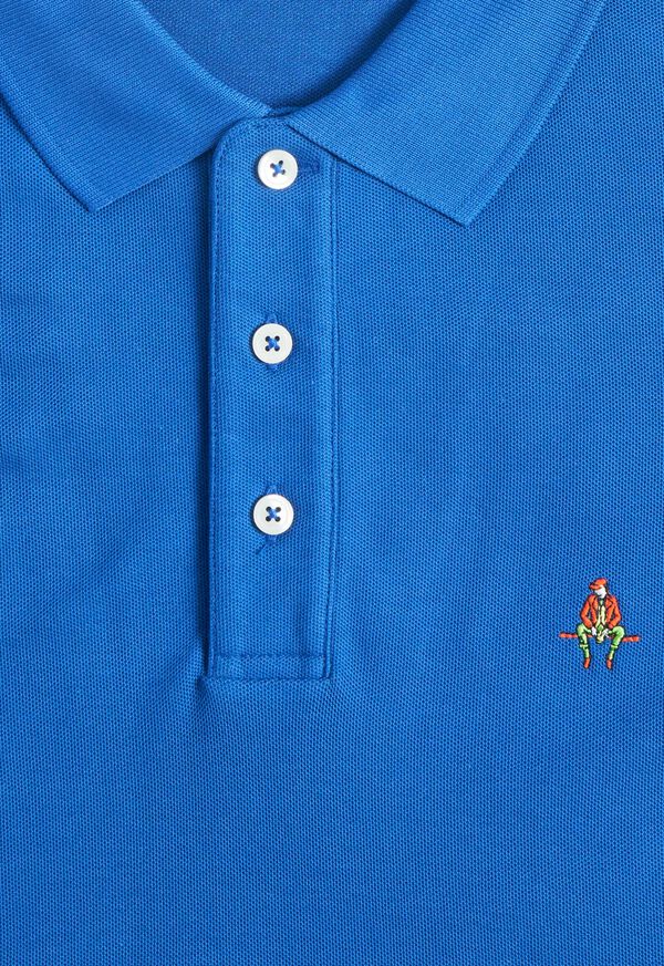Paul Stuart Cotton Piqué Logo Polo Blue | NZ_PAUL53156