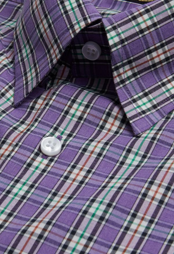 Paul Stuart Cotton Poplin Plaid Purple | NZ_PAUL16159