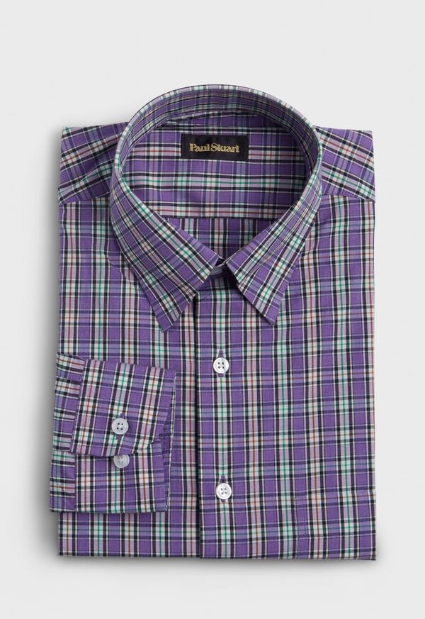 Paul Stuart Cotton Poplin Plaid Purple | NZ_PAUL16159