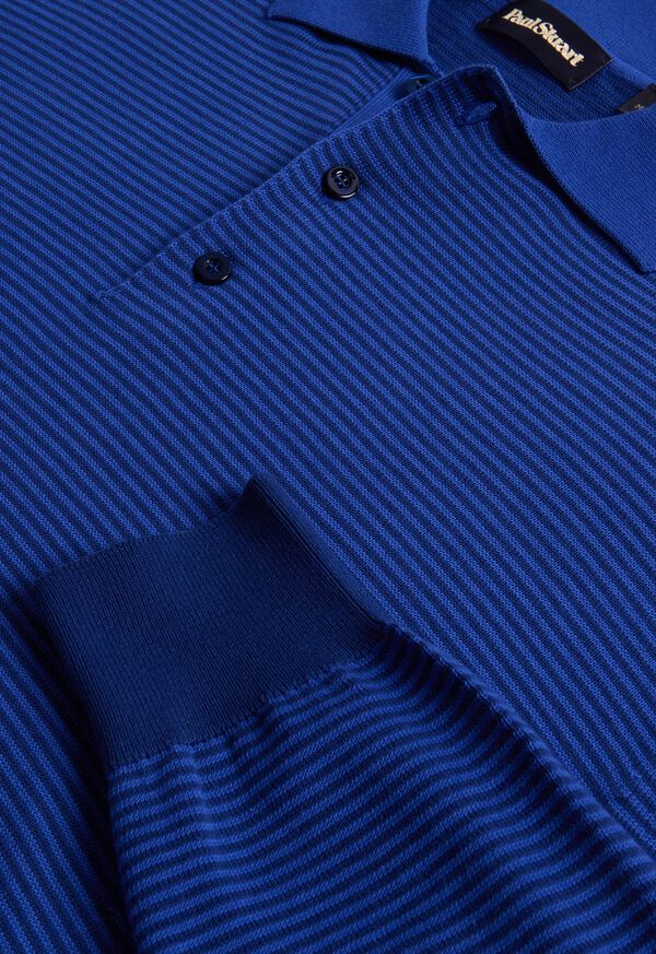 Paul Stuart Cotton Stripe Long Sleeve Navy | NZ_PAUL75946
