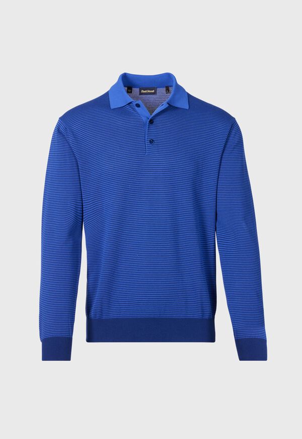 Paul Stuart Cotton Stripe Long Sleeve Navy | NZ_PAUL75946