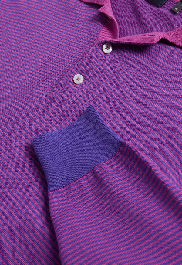 Paul Stuart Cotton Stripe Long Sleeve Purple | NZ_PAUL62913