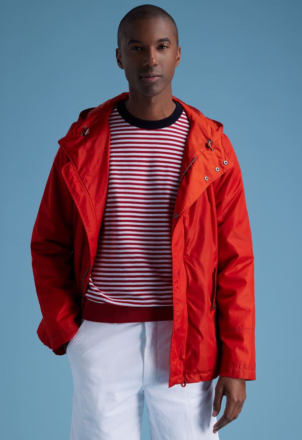 Paul Stuart Cotton Striped Crewneck Red / White | NZ_PAUL23722
