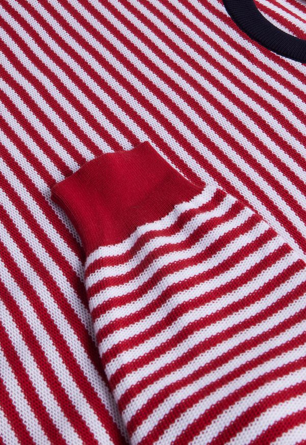 Paul Stuart Cotton Striped Crewneck Red / White | NZ_PAUL23722