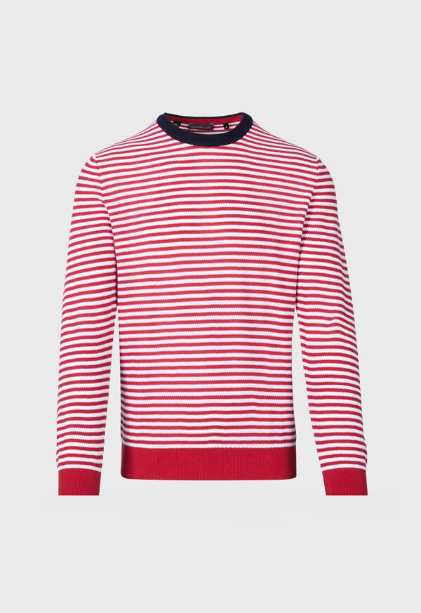 Paul Stuart Cotton Striped Crewneck Red / White | NZ_PAUL23722