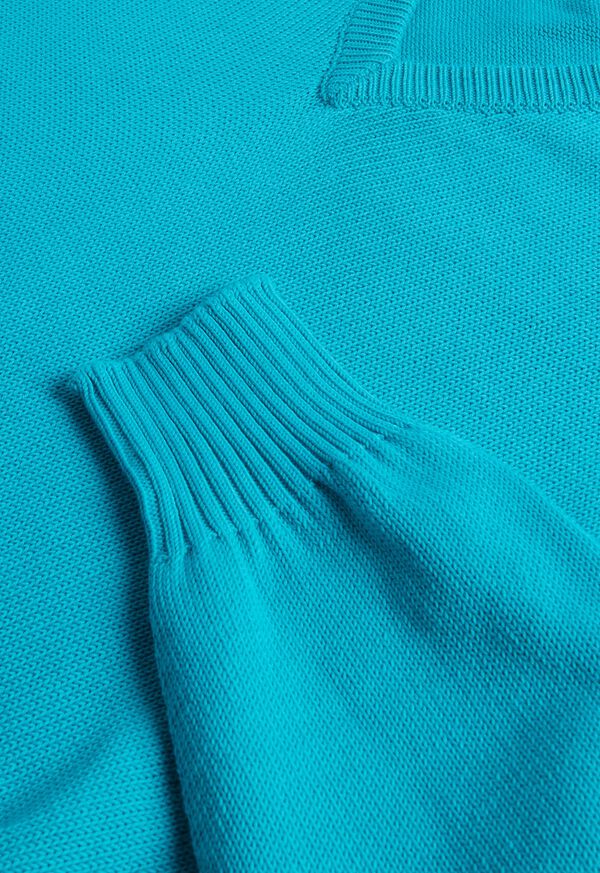 Paul Stuart Cotton V-Neck Turquoise | NZ_PAUL66084