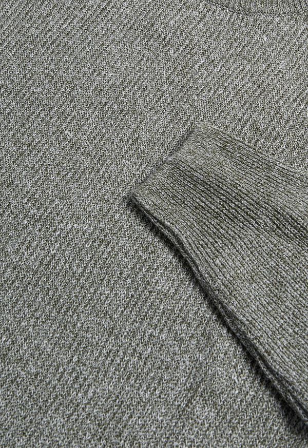 Paul Stuart Cotton & Linen Mélange Crewneck Olive | NZ_PAUL83181