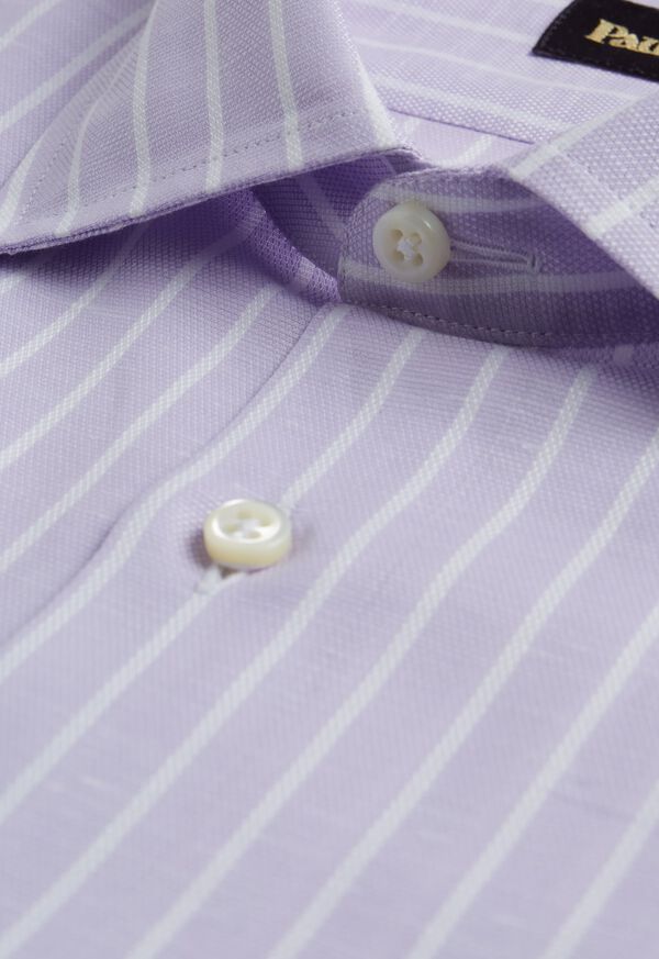Paul Stuart Cotton & Linen Striped Purple | NZ_PAUL14601