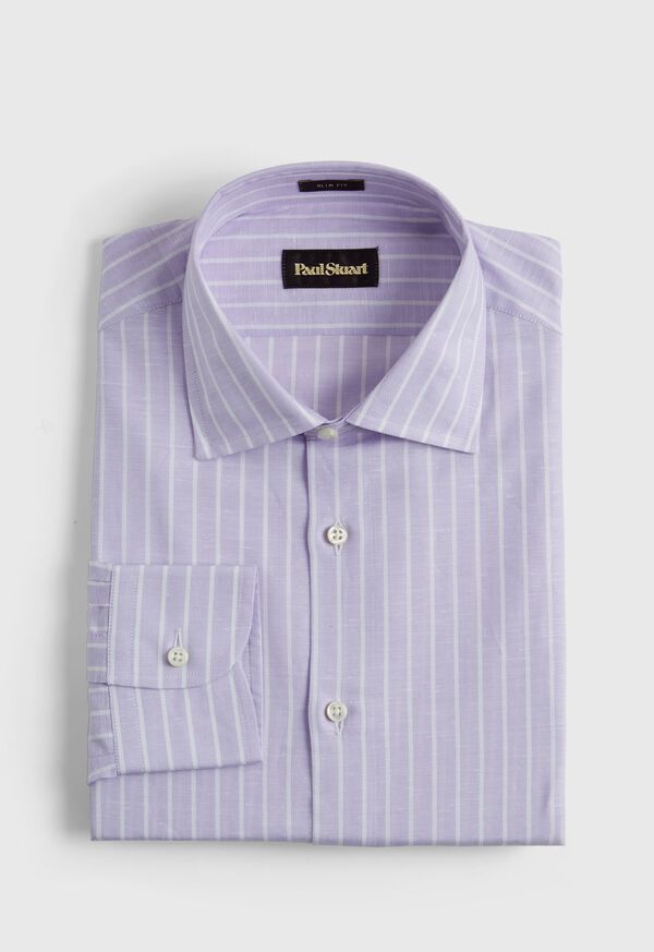 Paul Stuart Cotton & Linen Striped Purple | NZ_PAUL14601