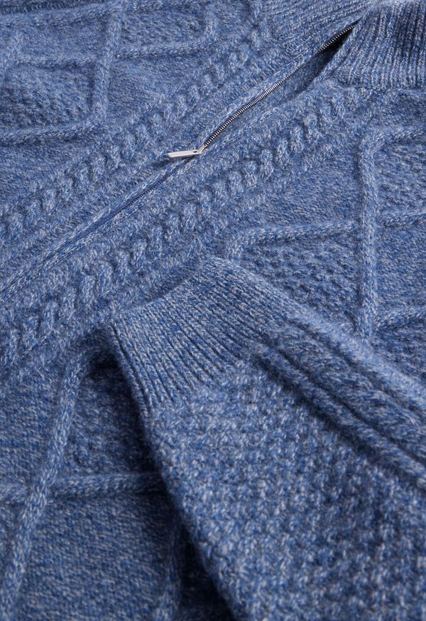 Paul Stuart Diamond Stitch Full Zip Cardigan Blue | NZ_PAUL89761