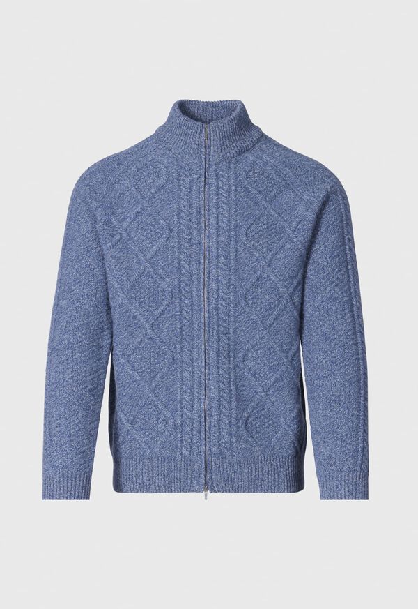 Paul Stuart Diamond Stitch Full Zip Cardigan Blue | NZ_PAUL89761