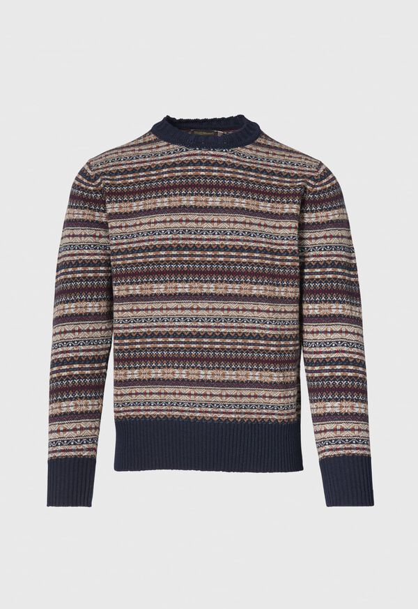 Paul Stuart Fair Isle Crewneck Navy | NZ_PAUL62623