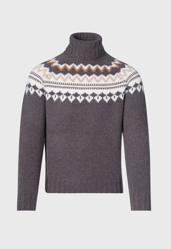 Paul Stuart Fair Isle Turtleneck Dark Brown | NZ_PAUL29952