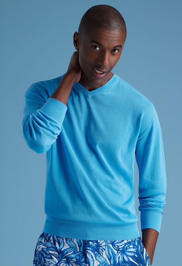 Paul Stuart Fine Gauge Cotton V-Neck Olive | NZ_PAUL17338