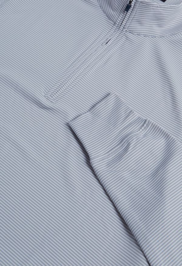 Paul Stuart Fine Stripe Quarter Zip Performance Pullover Grey | NZ_PAUL53541