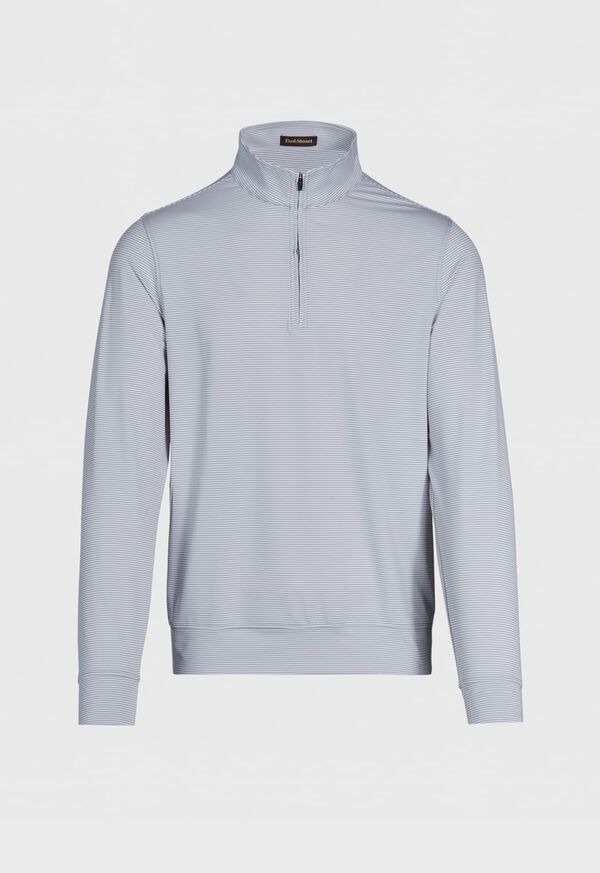 Paul Stuart Fine Stripe Quarter Zip Performance Pullover Grey | NZ_PAUL53541