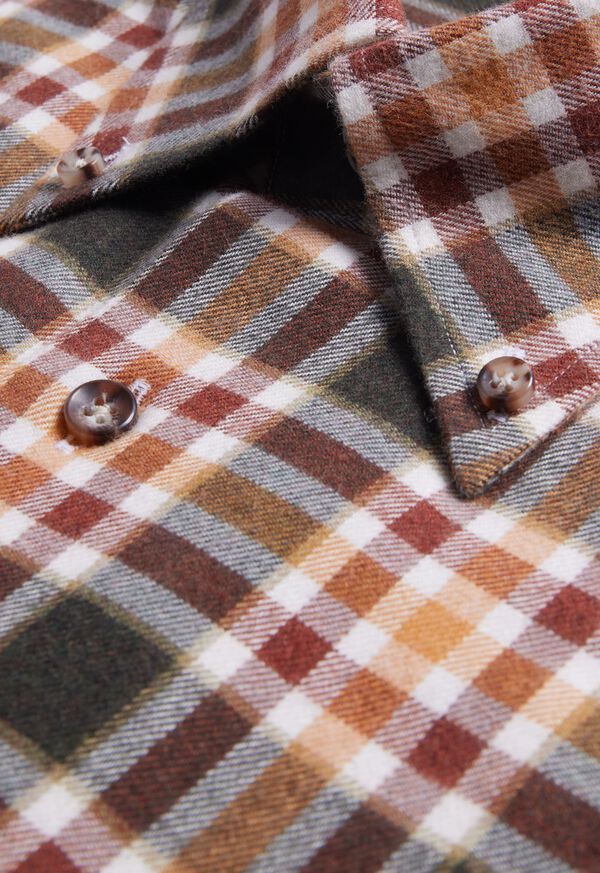 Paul Stuart Flannel Plaid Olive | NZ_PAUL90446