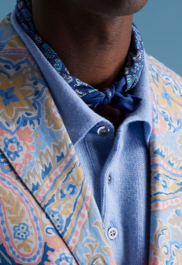 Paul Stuart Habotai Silk Tossed Pine Navy | NZ_PAUL44466