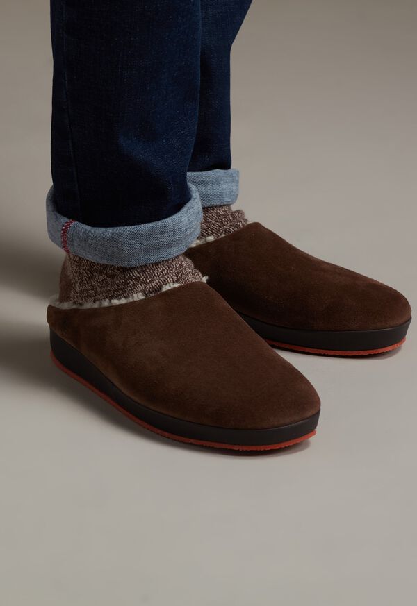 Paul Stuart Hampton II Shearling Clog Dark Brown | NZ_PAUL89387