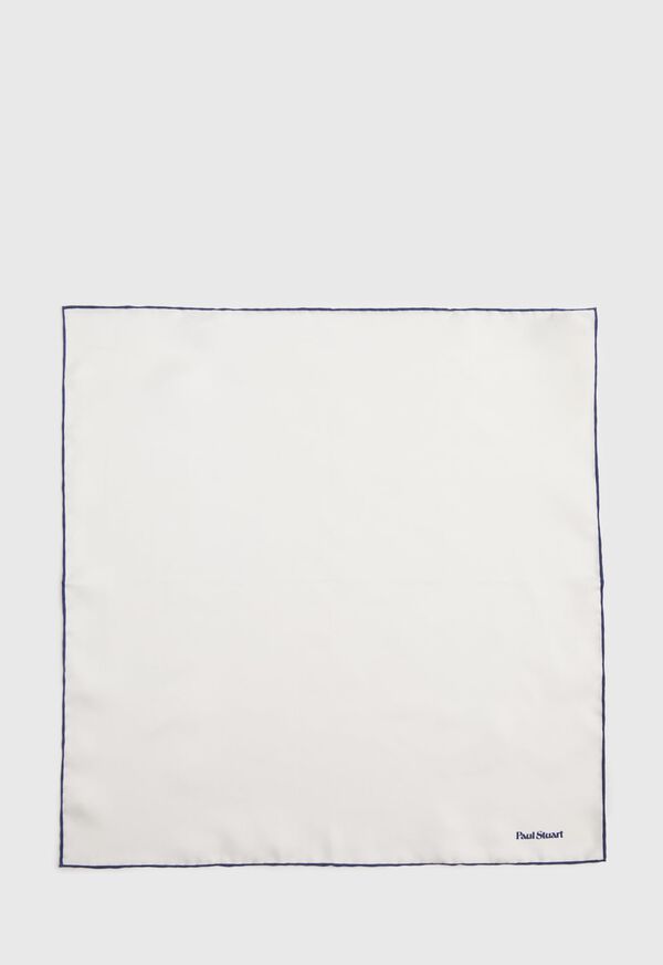 Paul Stuart Hand Screen Printed Silk White / Navy | NZ_PAUL25145