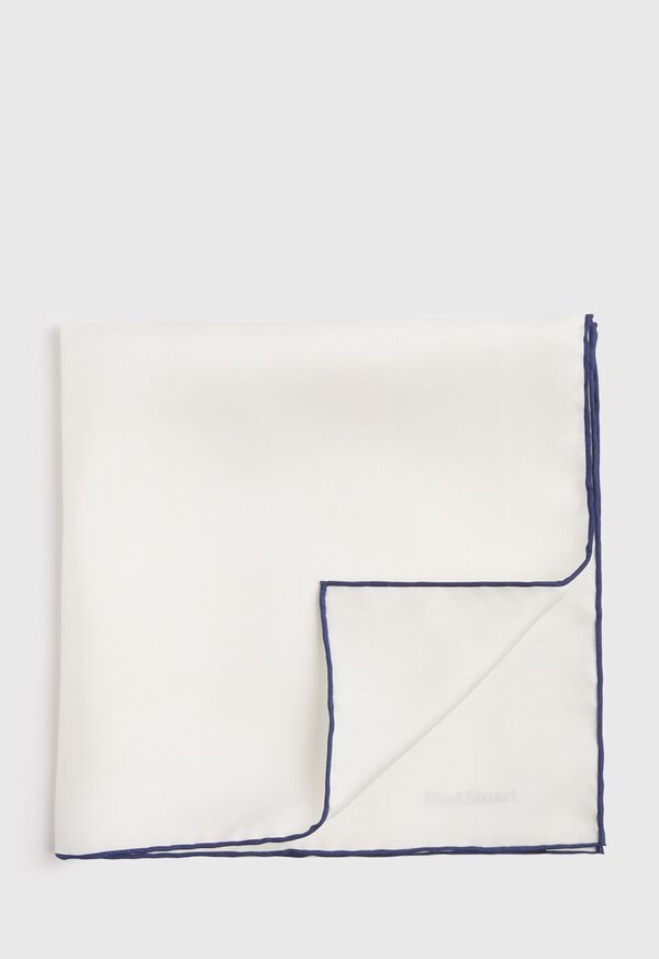 Paul Stuart Hand Screen Printed Silk White / Navy | NZ_PAUL25145